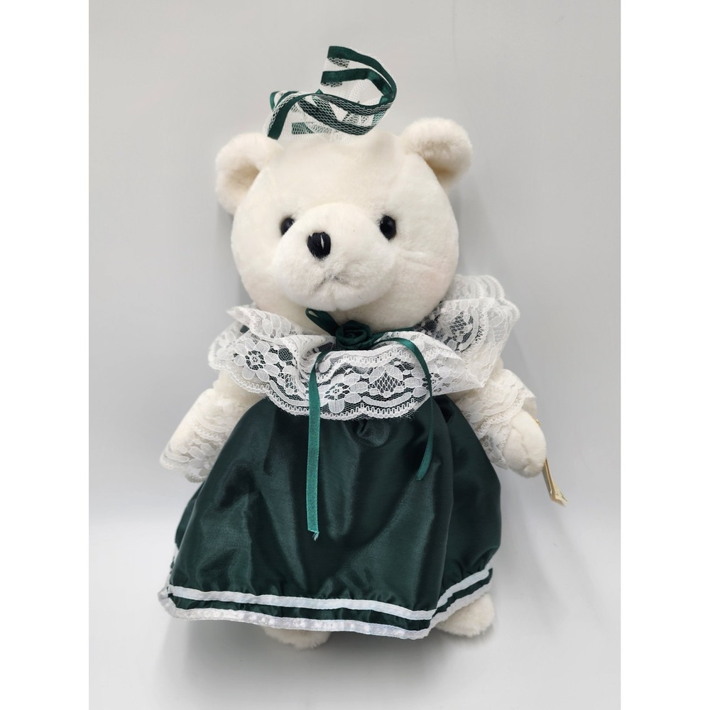 VTG CHRISTMAS TREASURES WHITE PRETTY HOLIDAY WISH‎ TEDDY BEAR 1992 NWT